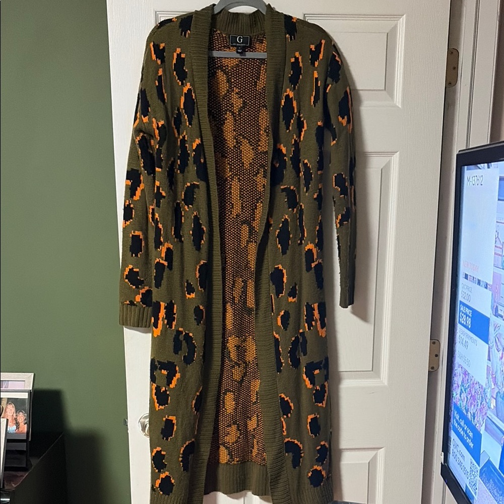 G by Giuliana Women's Olive and Orange Patterned Sweater,Size Small